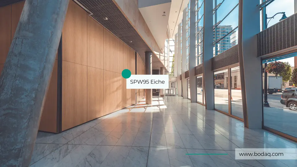 Glass Lobby Corridor in SPW95 Eiche Wood film