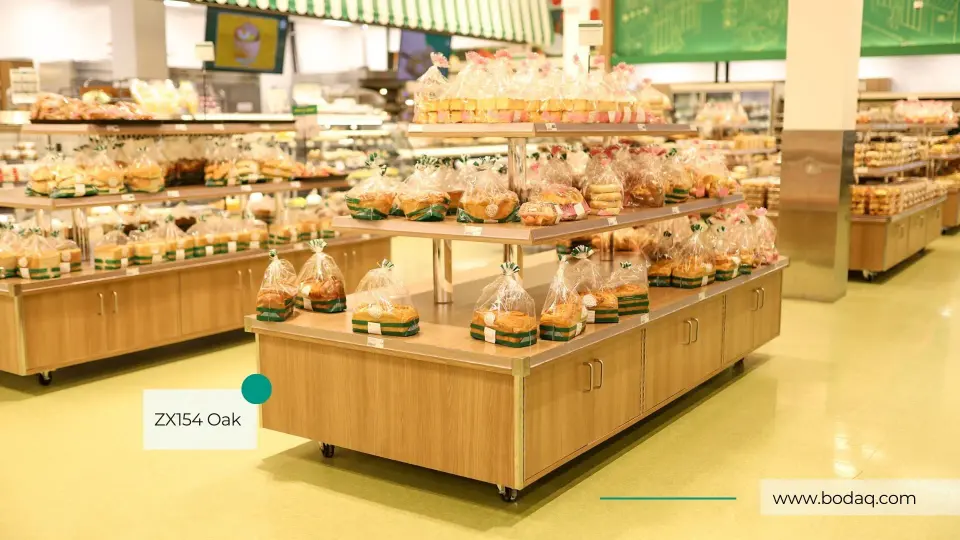 Produce Displays in ZX154 Harvest Oak film